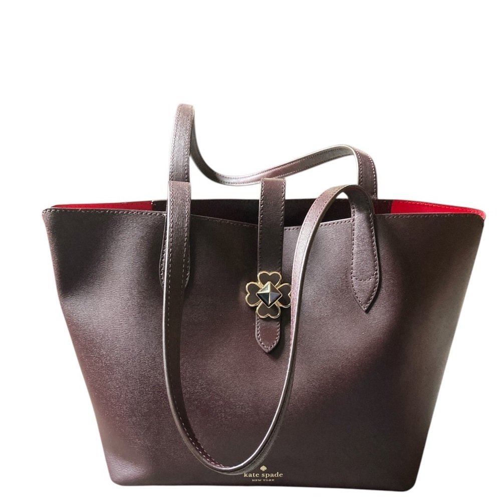 KATE SPADE Kaci Chocolate Cherry Small Leather Tote Shoulder Bag Purse D410 NWOT